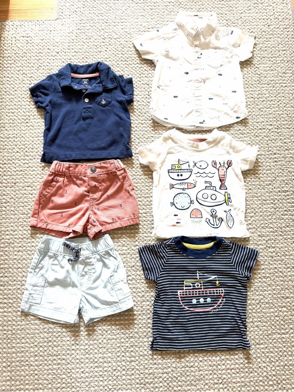 Carter’s 3M Nautical Summer Bundle | 6-Piece Outfit Set | Worn Once